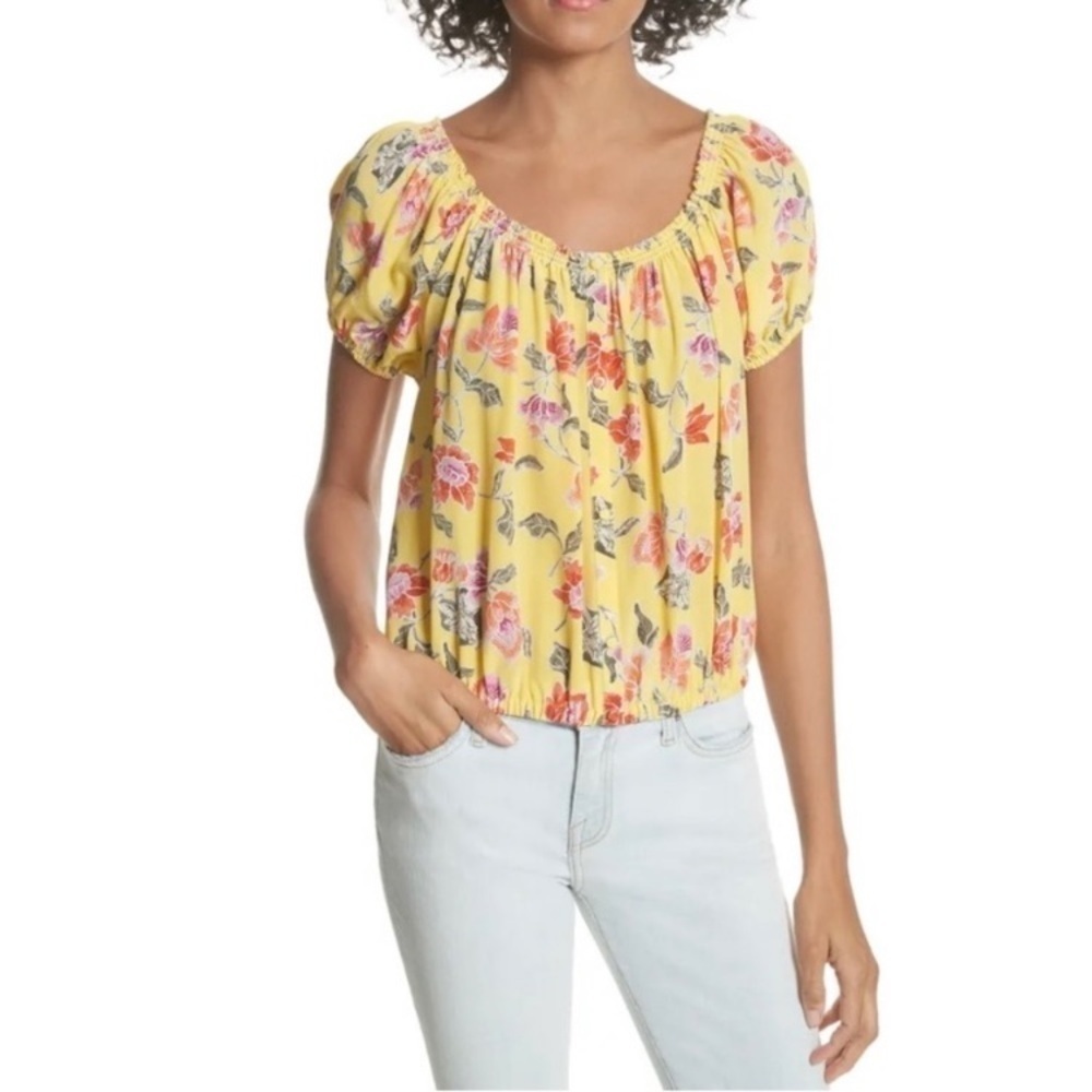 Joie Silk Off the Shoulder Yellow Floral Blouse - Picture 13 of 13